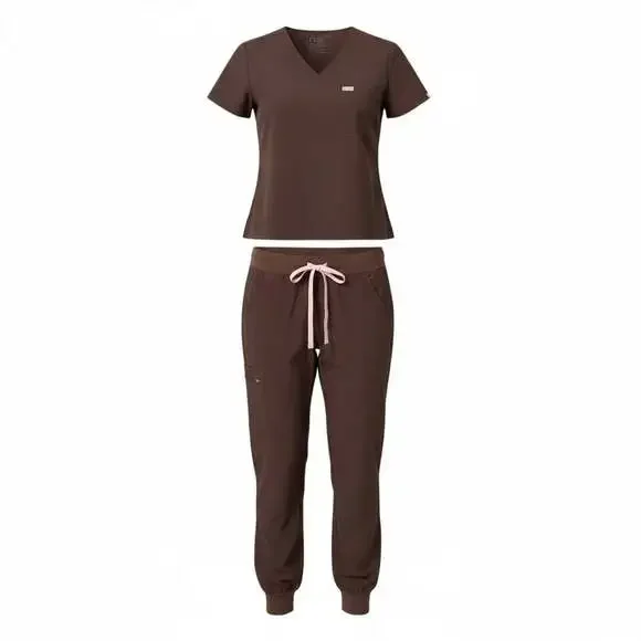 Figs Women's Chocolate Scrub Set, V-Neck Top & Jogger Pants top M top S bottom. - Picture 1 of 5